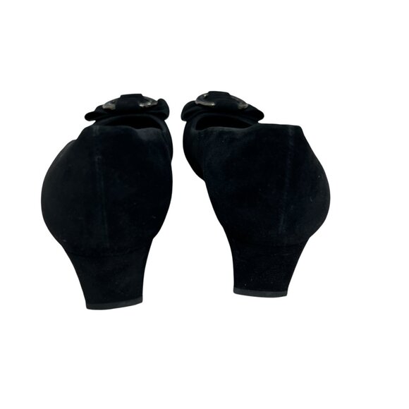 NWOT Stuart Weitzman Caring Black Suede Wedge Pump women's size 7.5 - Picture 4 of 11